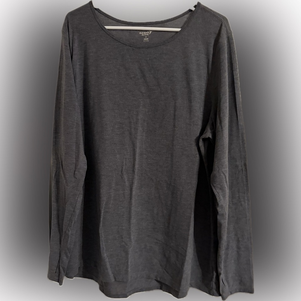 Old Navy Active Go-Dry Grey Long Sleeve Crewneck Tee - Size XXL